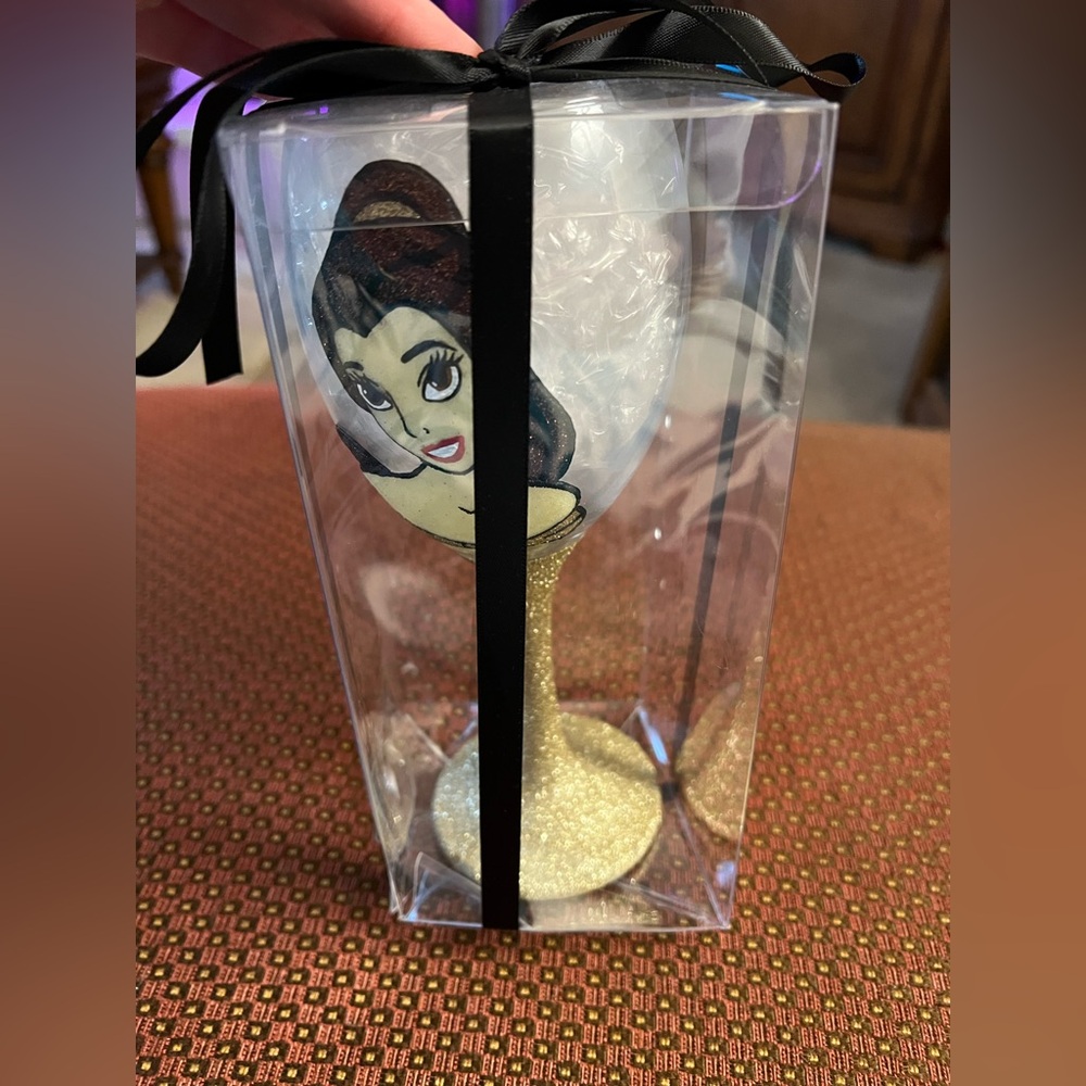 Belle Hand Painted Wine Glass